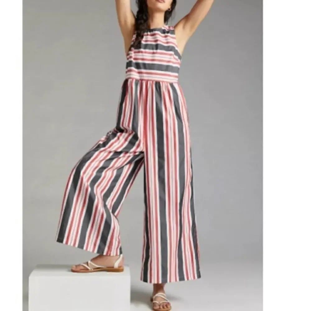 Maeve Striped Wide-leg Jumpsuit 